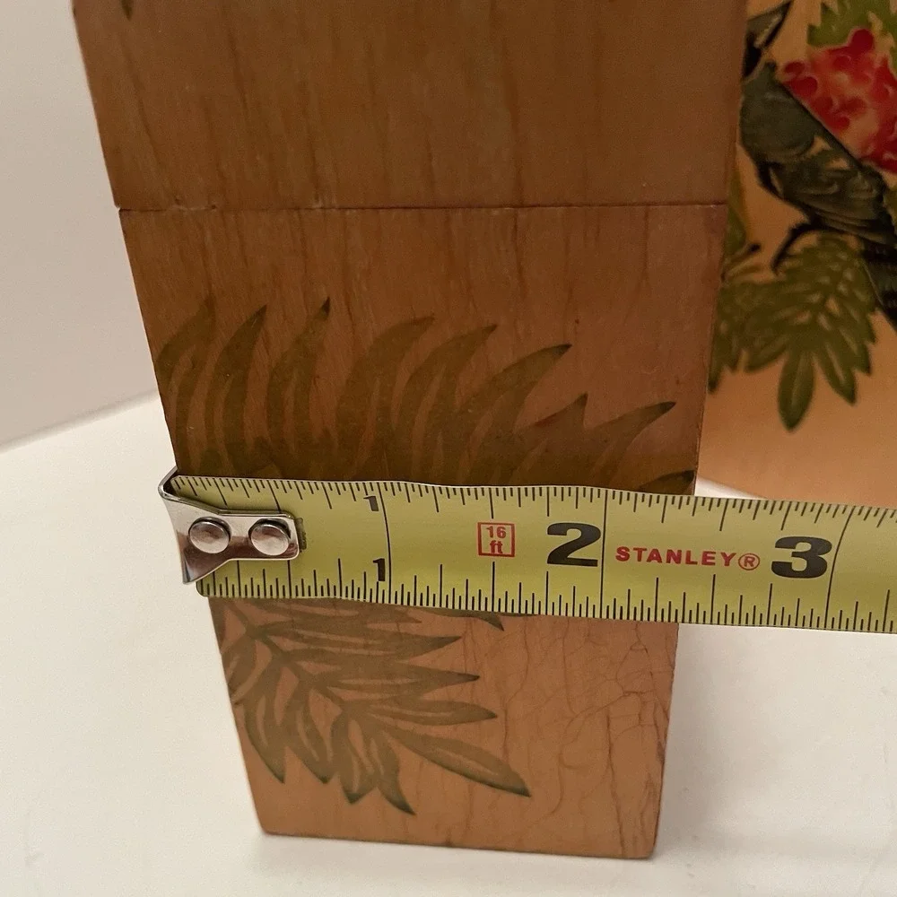 Vintage Chinese Wooden Nesting Boxes Set Of 3 Artist Sealed Bird & Floral Motif